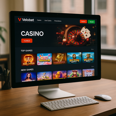 VeloBet Casino Desktop Interface - Intuitivt Design